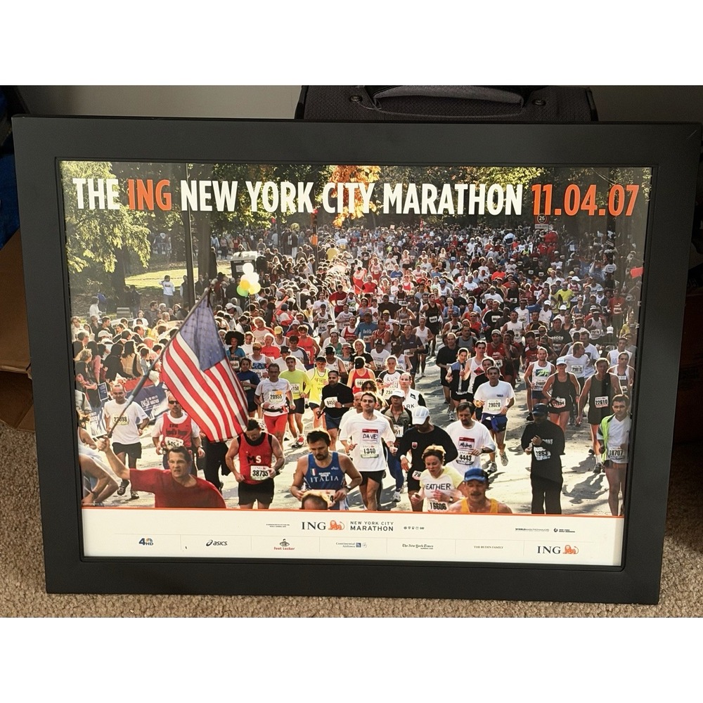 New York City Marathon Poster 2007 24" x 18" Plus Frame Framed